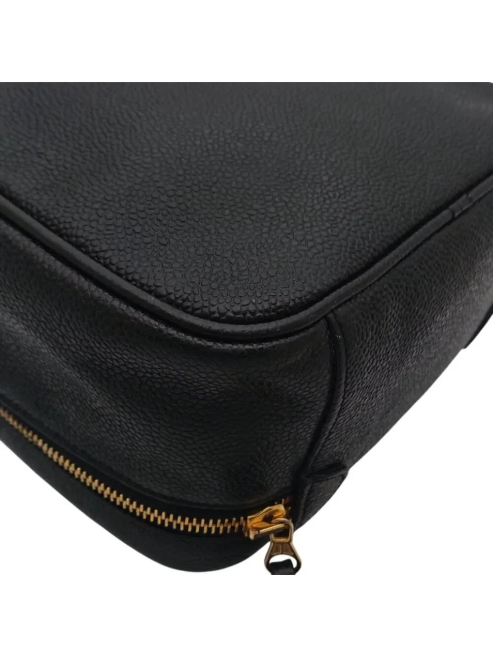Chanel Vanity Bag Caviar Leather CC Logo Black Gold